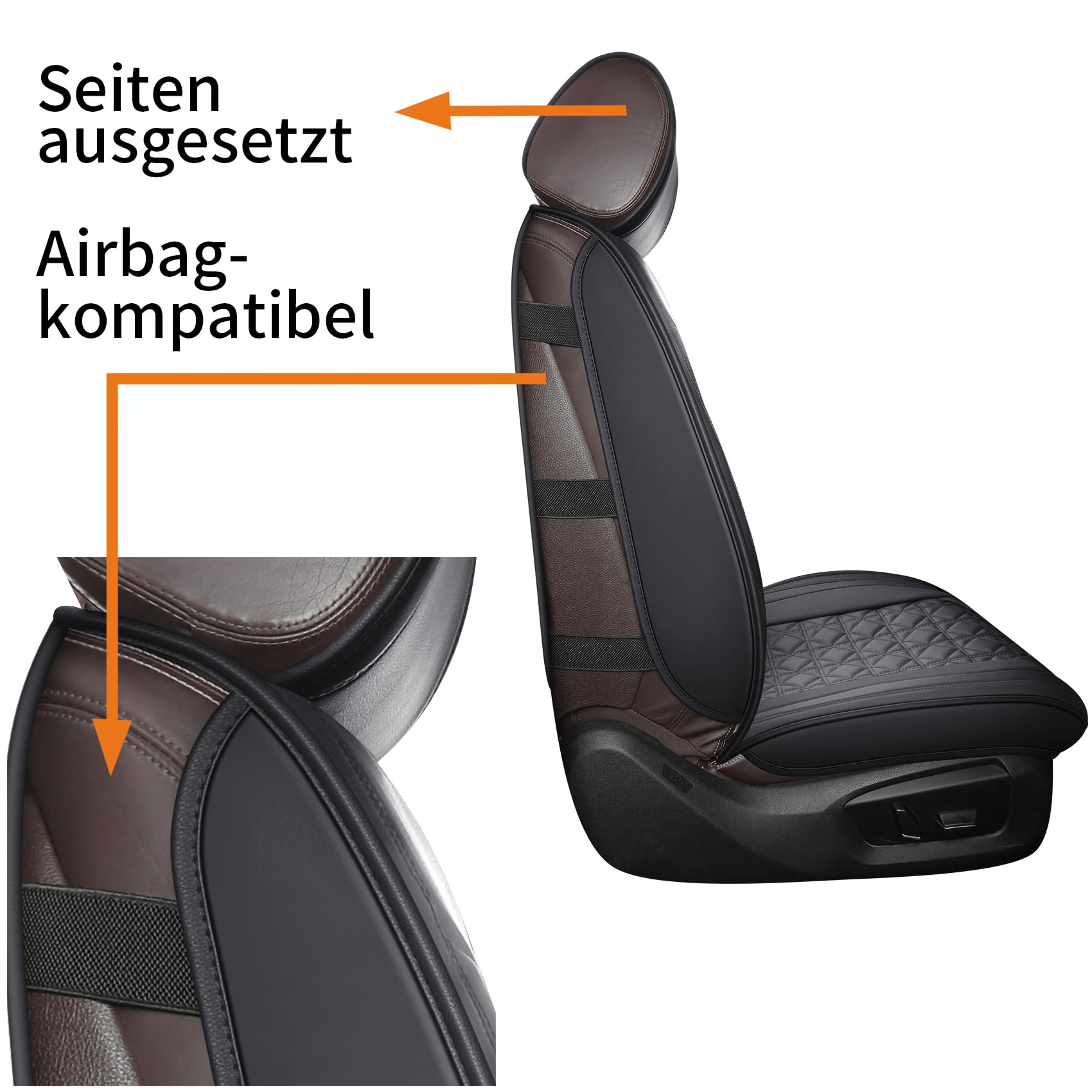 YOUXIU Autositzbezüge Sitzschoner Auto-Schonbezüge Komplettset, Schwarz | Universell für VW Golf Polo Tiguan BMW Audi Ford Benz Wasserdicht Kunstleder mit Seitenairbag