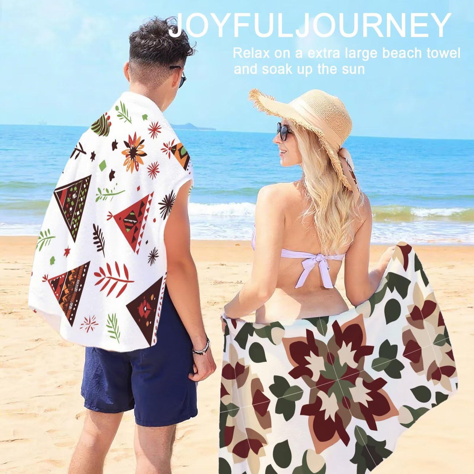 Toalla Playa Grande 90x200cm Geometría Toalla Microfibra Antiarena, Toallas Bano Bohemia Toallas Playa Secado Rapido Pareos Playas Mujer Ligera Absorbente Beach Towel para Gimnasio Viajes Sauna OC-469