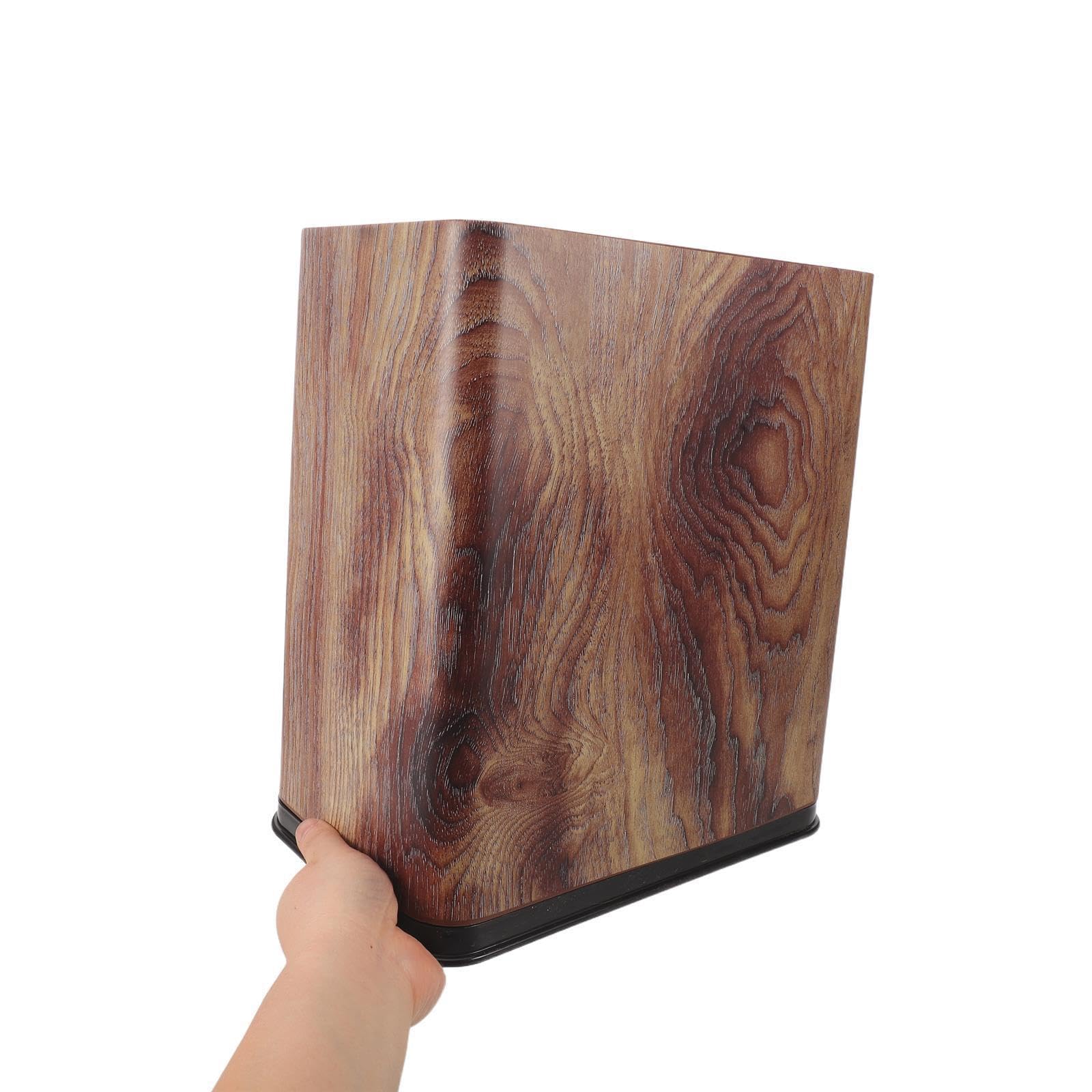 Toddmomy Cubo de Basura Delgado Diseño Vintage y Textura de Madera, Plástico Resistente, Forma Estrecha Adecuado para Baño y Hogar, Ahorro de Espacio y Durabilidad