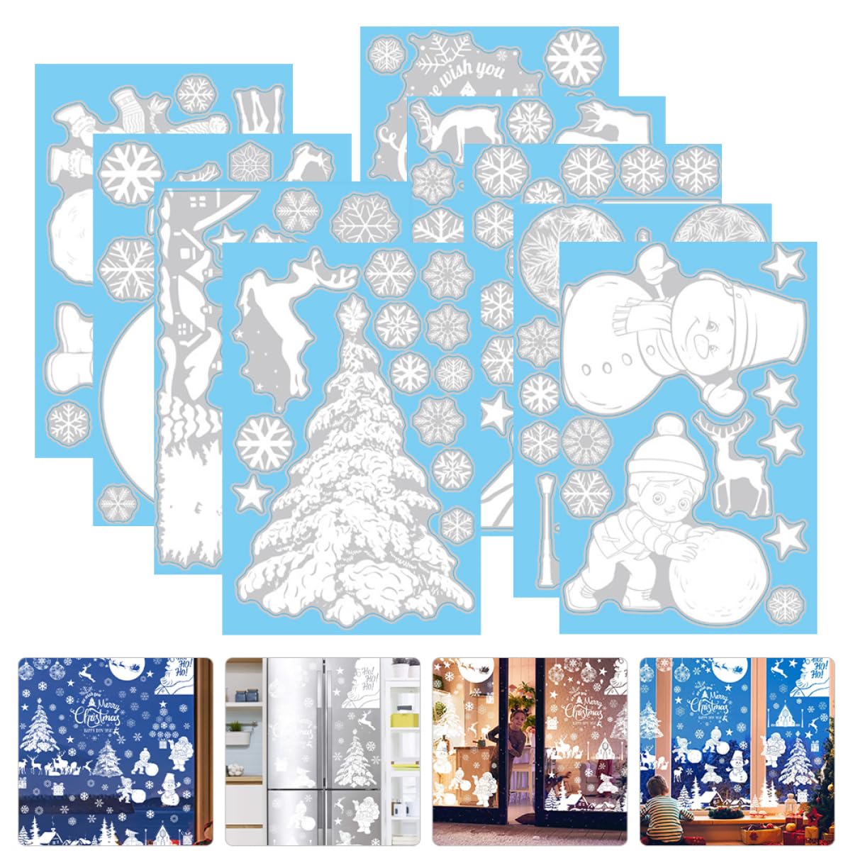 Alipis 45blätter Weihnachtsfenster-aufkleber Pvc Fensterdekorationen Mit Weihnachtsbaum Schneeflocken Weihnachtsmann Stylische Fensterbilder Für Festliche