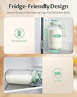 Vista 6 de Jarra de leche materna de vidrio de 64 onzas con tapa y boquilla de vertido, recipiente de almacenamiento de leche materna hermética de 2 cuartos