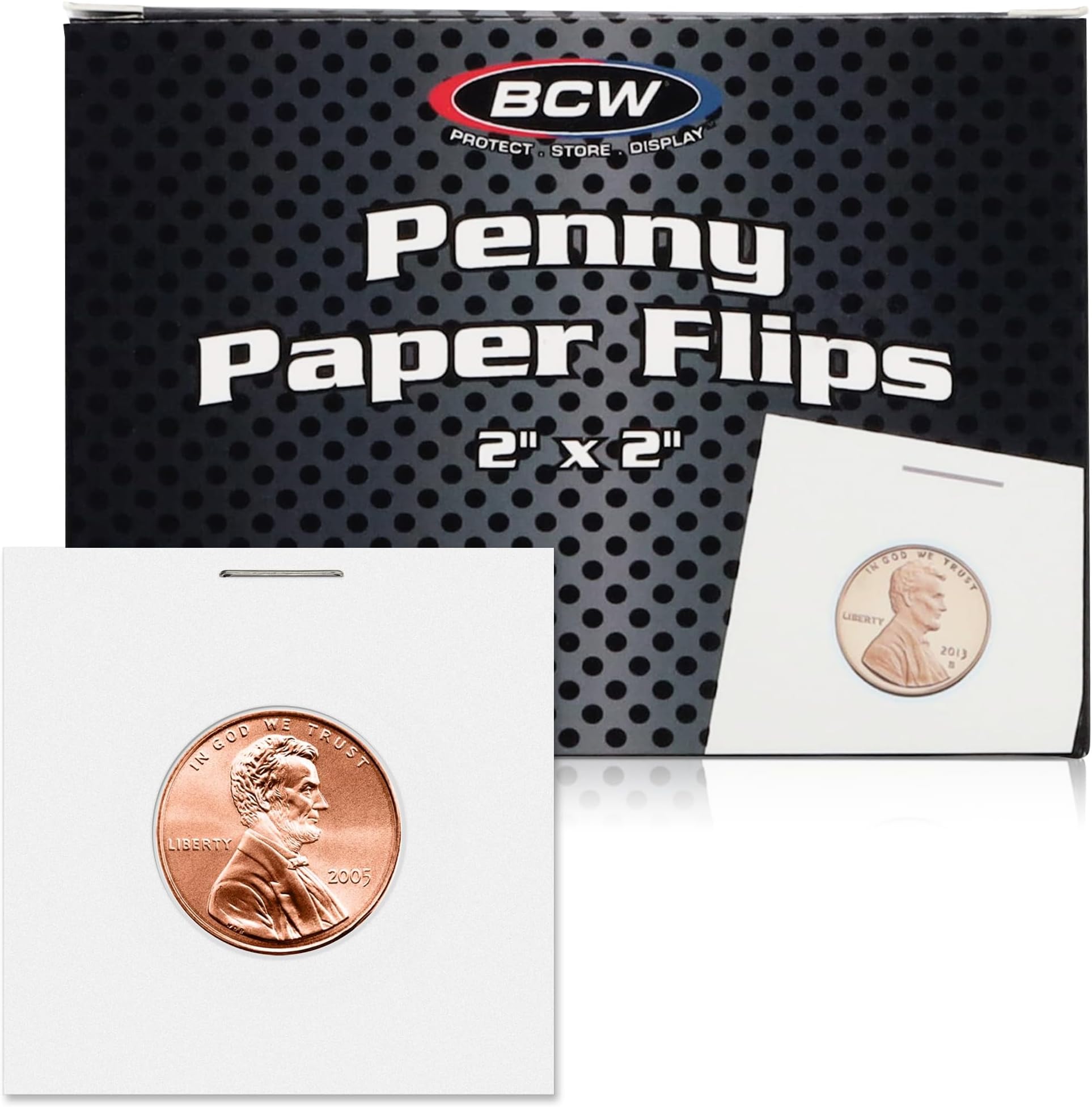 BCW 2x2 Coin Flips for Pennies | Penny Holders for Coins | Archival Penny Sleeves for 19mm Coins โ 100ct