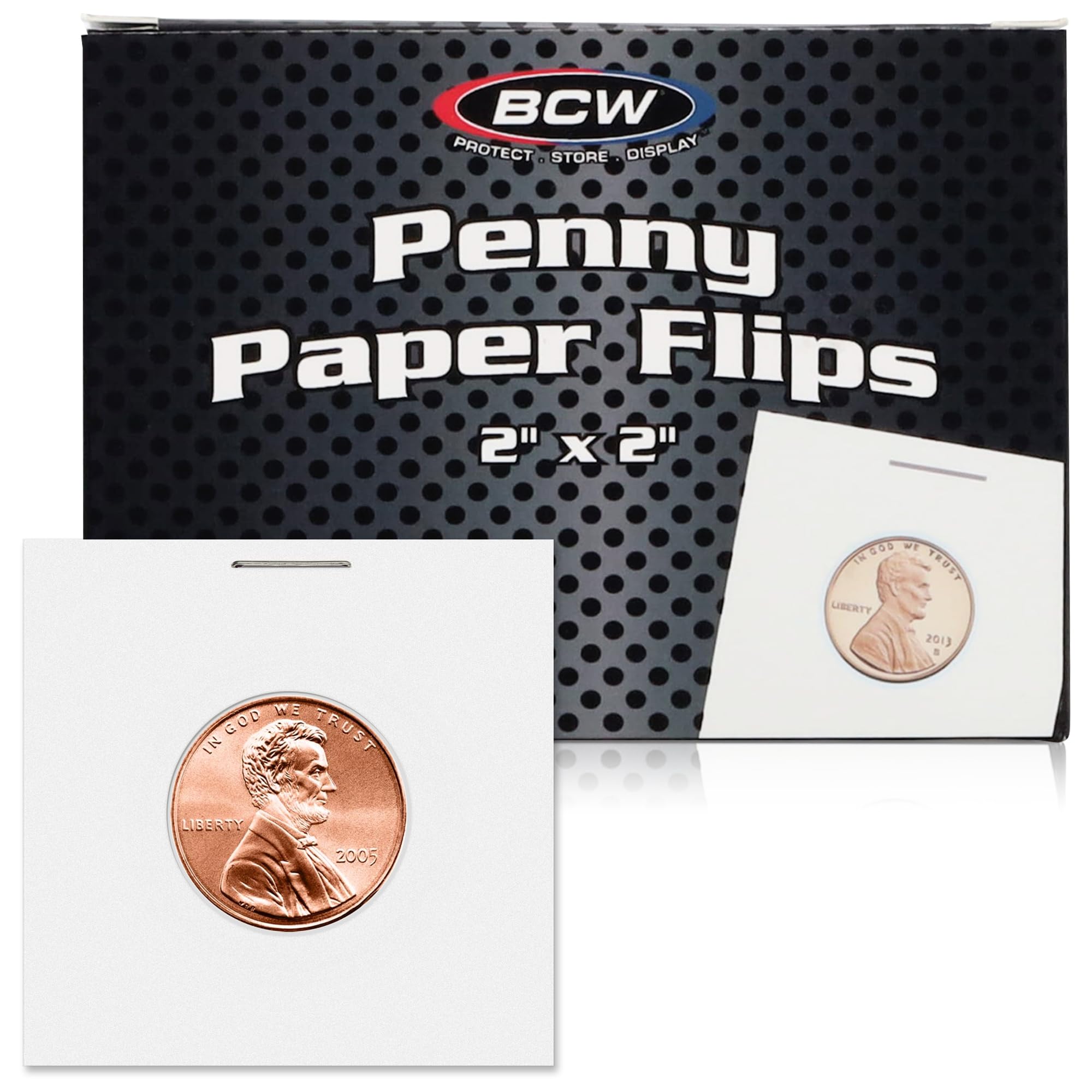 BCW 2x2 Coin Flips for Pennies | Penny Holders for Coins | Archival Penny Sleeves for 19mm Coins β 100ct