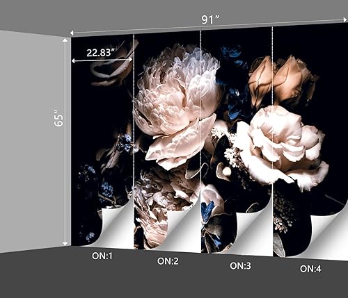 Miniatura 10 de Papel tapiz floral de peonía gris para dormitorio, flores botánicas en blanco y negro, murales de hojas, decoración estética de habitación, sala de