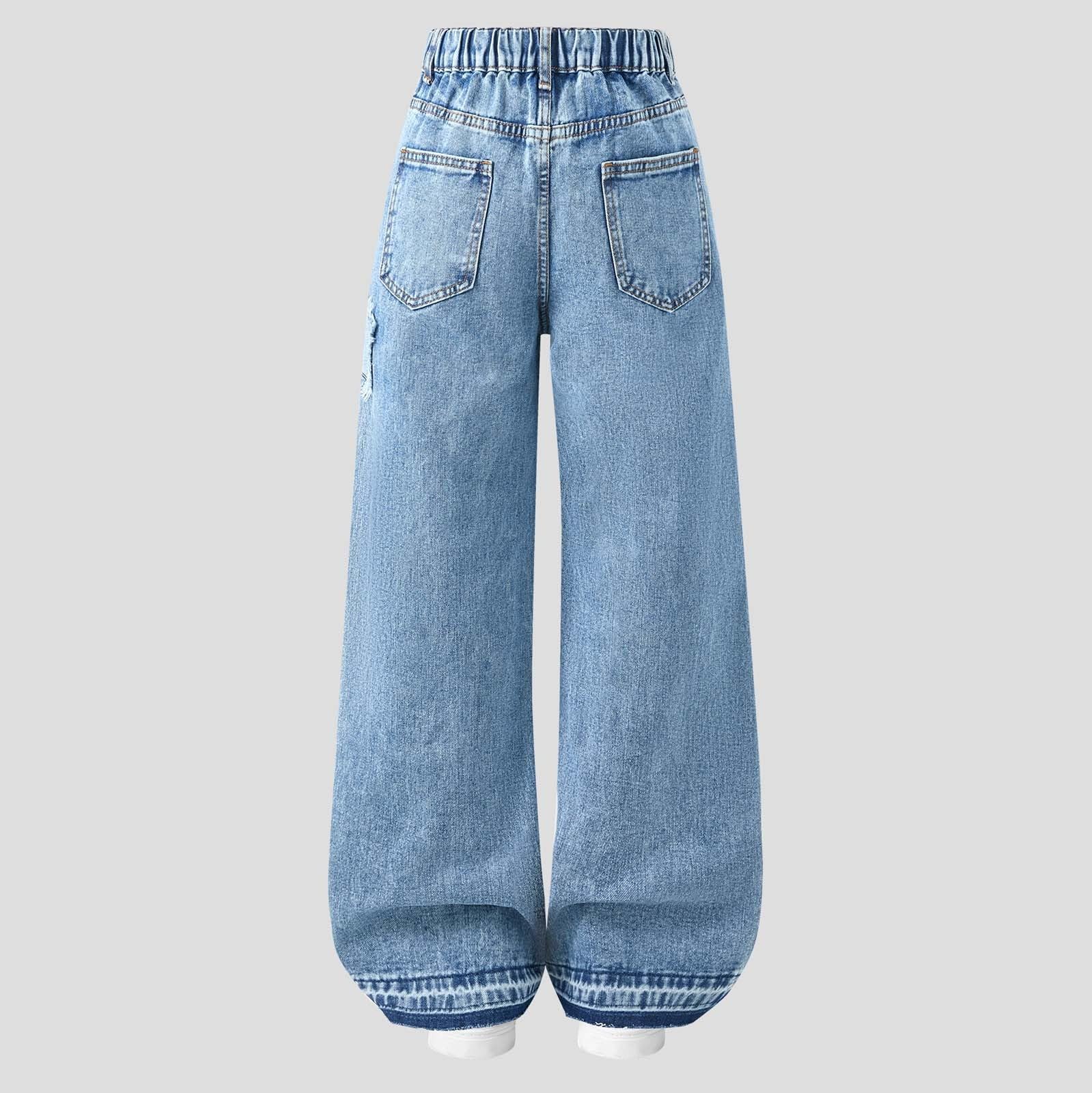 Jeans baggy para niños Estilo streetwear actual Costuras reforzadas Jeans para colegio Sin restricciones de movimiento Vaqueros de pierna recta Diseño elegante y casual Ajuste regular holgado