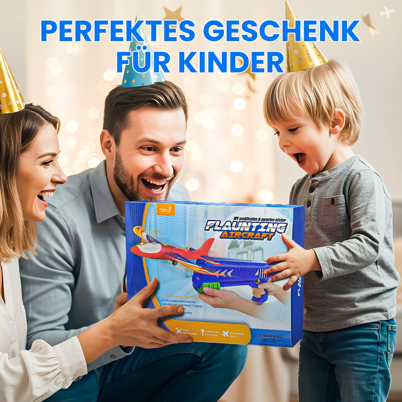 Winstico Cadeau jouet avion pour enfants 5 ans : lot de 2 jouets lanceurs d'avions avec 4 bouchons en mousse - jouets en plein air pour enfants - patins pour garçons filles à