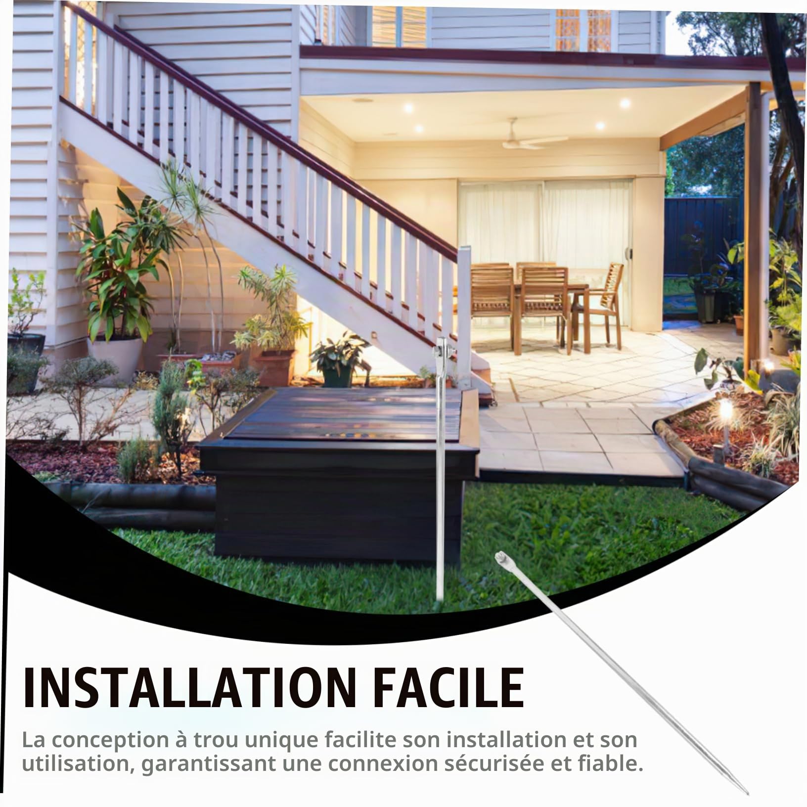 Holibanna Tige De Mise Terre Fer Galvanisé Piquet Pour Câblage Électrique Accessoire De Fixation Et Protection La Foudre Pour Installations Extérieures