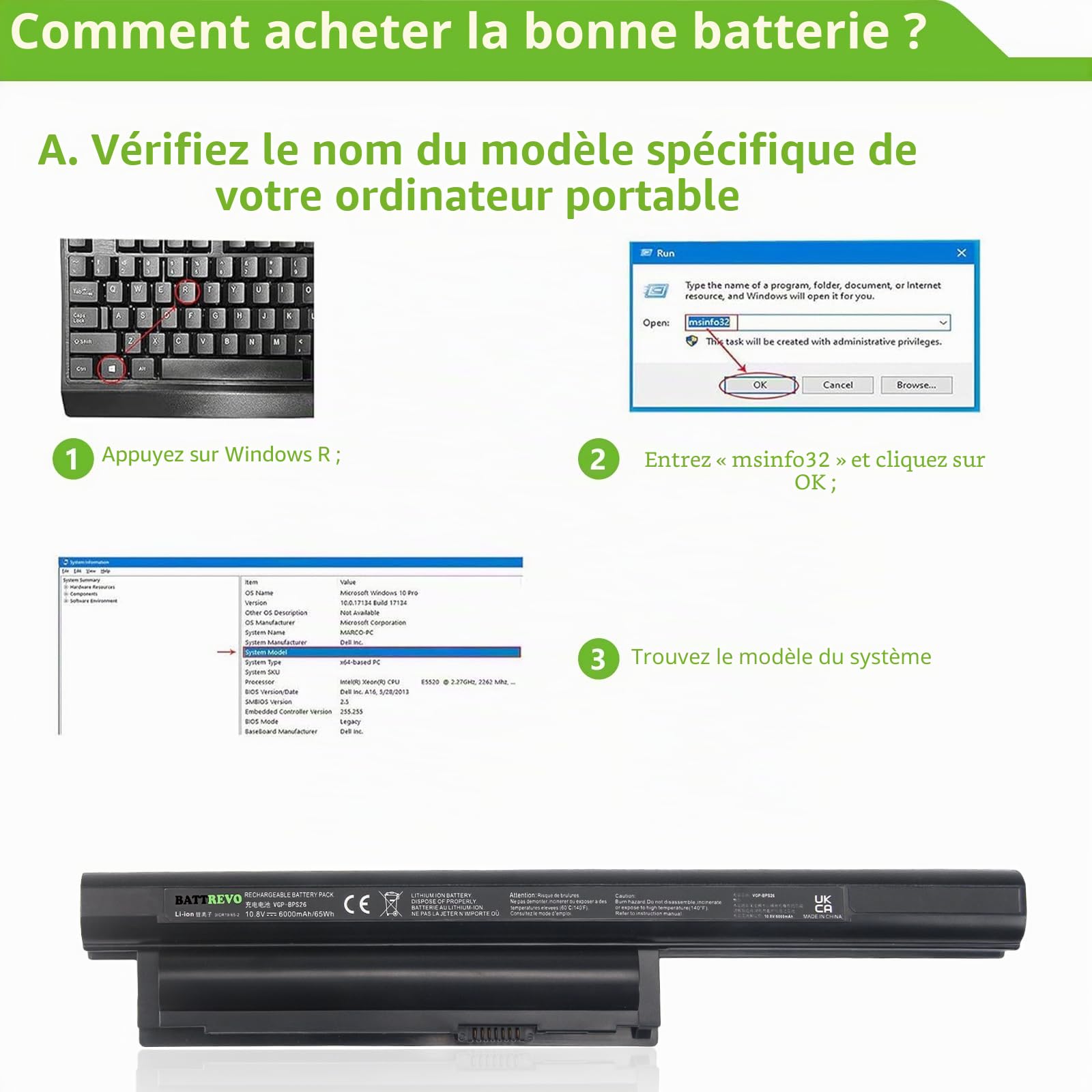 Batterie d'ordinateur Portable 65Wh/6000mAh VGP-BPS26 VGP-BPL26 VGP-BPS26A VGP-BPS26S pour Sony Vaio SVE151J11M SVE151J13M PCG-71811M PCG-71911M PCG-91211M PCG-61714M PCG-61813L PCG-71614M