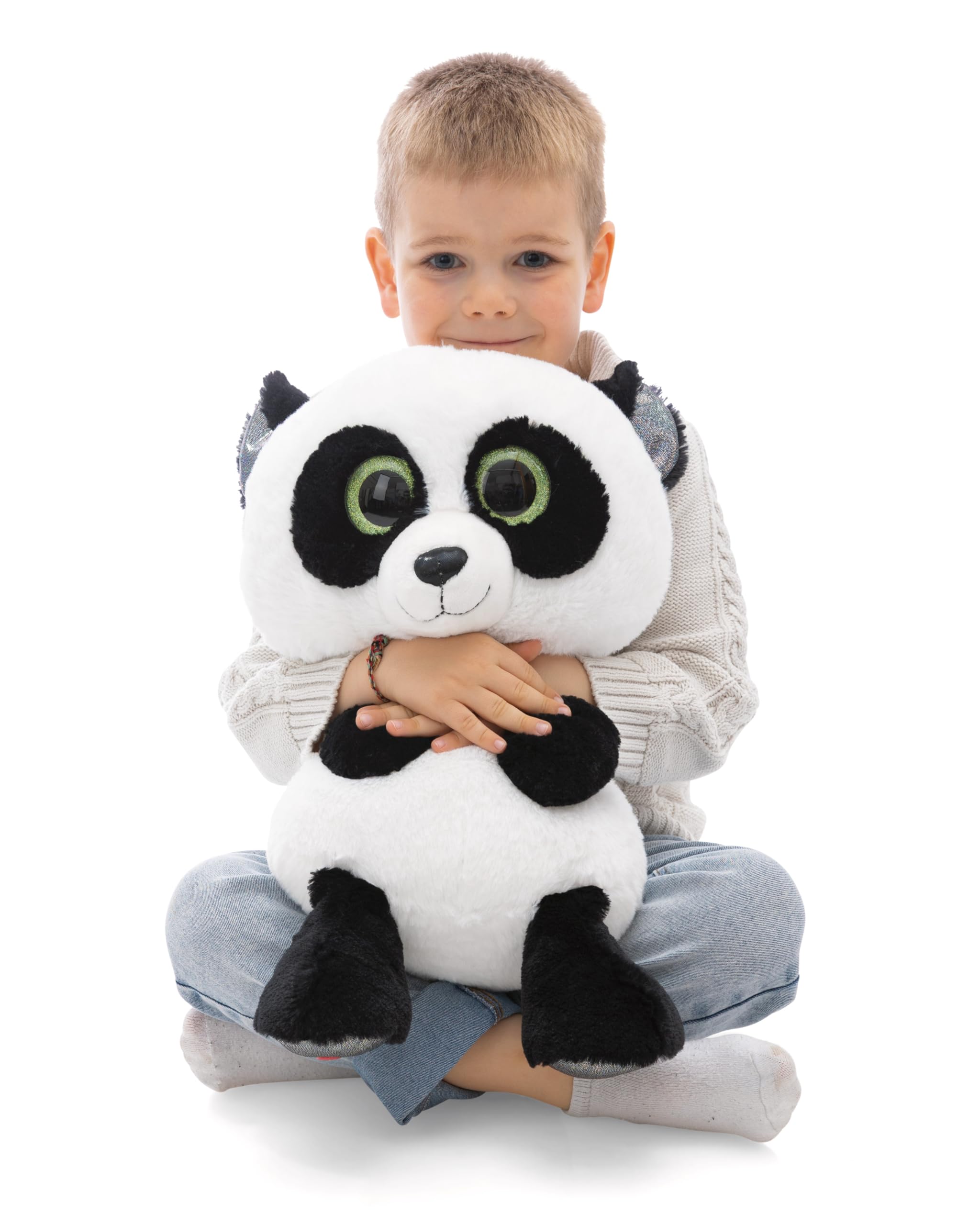 NICI GLUBSCHIS 62211 Cuddly Toy, Panda Peppino, 45 cm, White, Soft Plush Toy, Cute Stuffed Toy for Cuddling and Playing, Great Gift Idea for Children and Adults