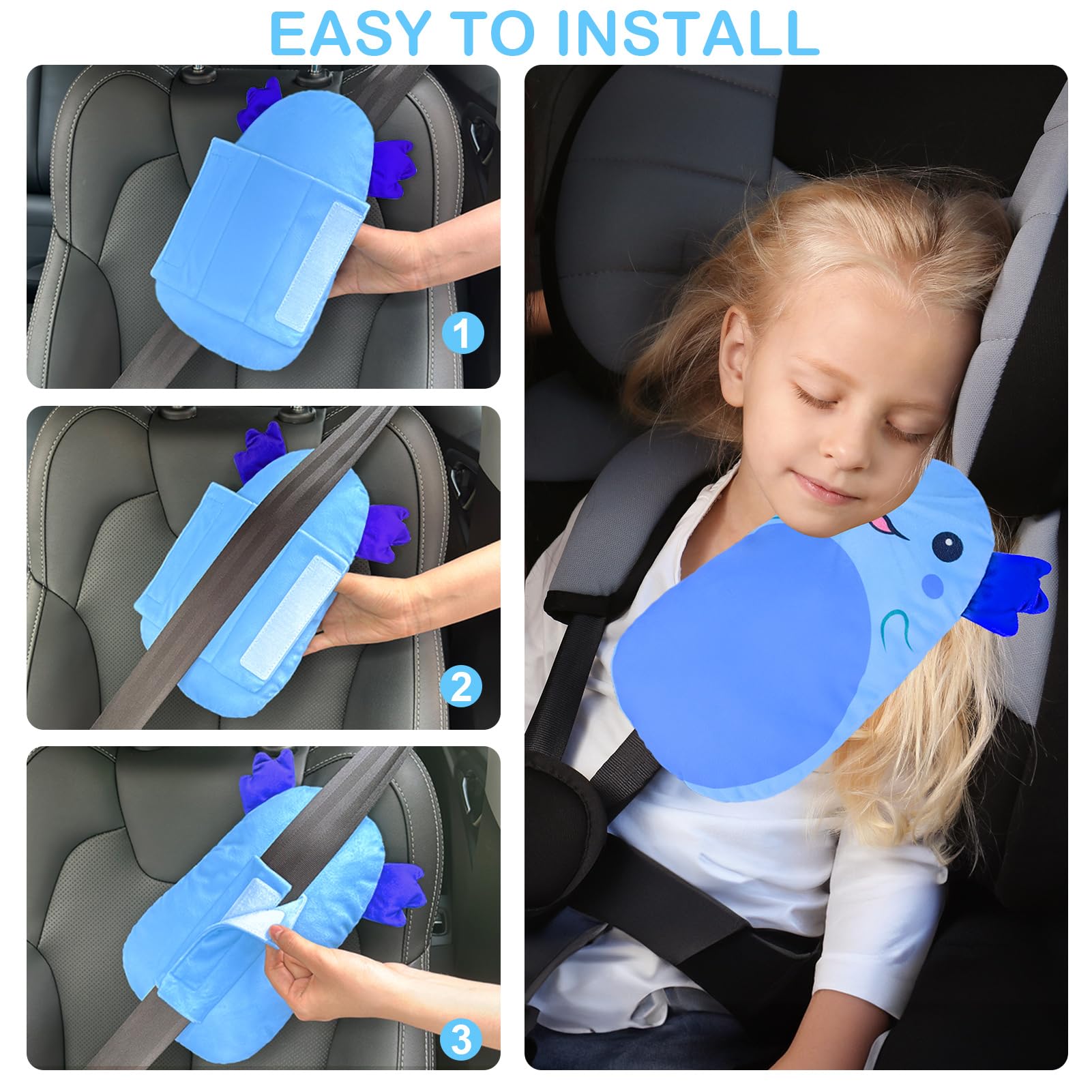 FIODAY Fundas para cinturón de seguridad para niños, almohadillas para correa de asiento de coche, almohada para cinturón de seguridad, cojín para cinturón de seguridad, cojín para cinturón de