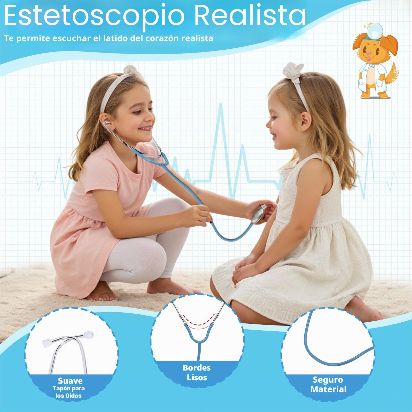 Maletín de Doctor Niño 2 3 4 5 años Kit de Médico Disfraz de Doctor Infantil con Estetoscopio Termómetro Jeringa, Juguetes de Doctor Juegos Educativos Regalo para Niños 2 3 4 5 Años Niño Niña