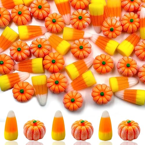 Calabazas de resina falsas de maíz, 50 piezas de mini calabaza artificial de maíz 3D, diminutas calabazas de plástico, adornos para otoño,
