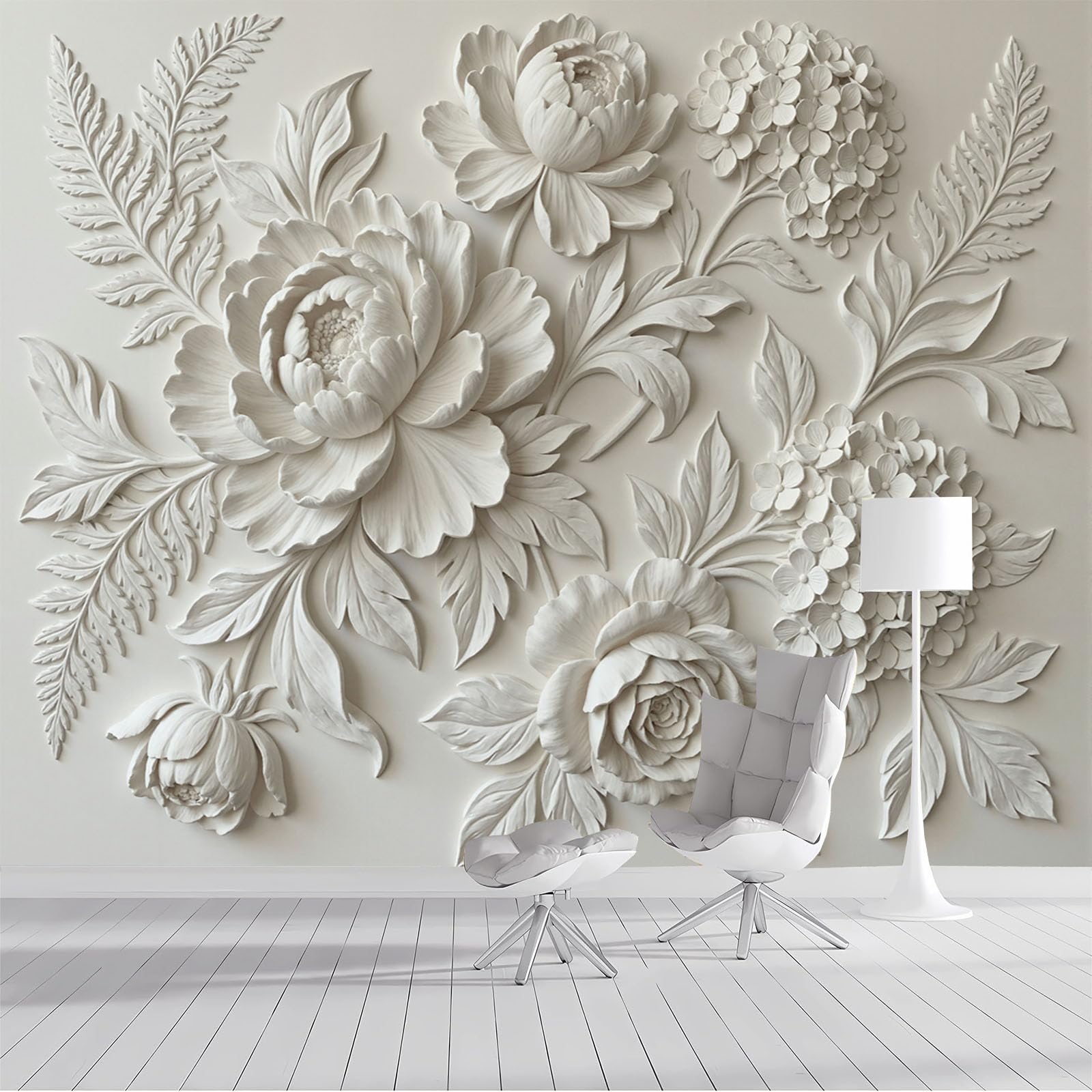 Papier peint botanique roses et pivoines poster panoramique pour chambre d'enfant douce et cosy