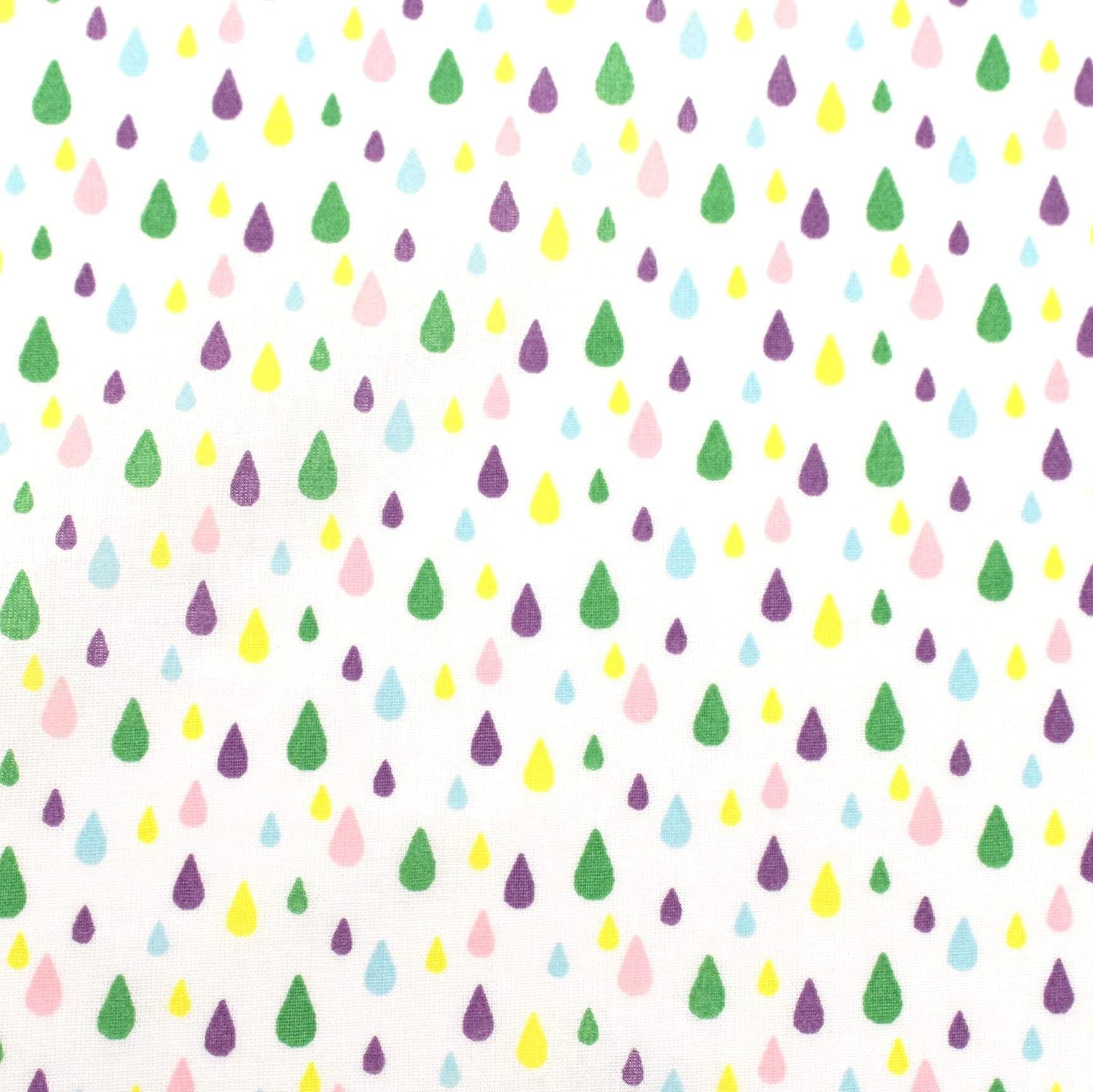 MAGAM-Stoffe Colourful Raindrops Cotton Fabric, Children, Sold by the Metre, 50 cm (Colourful, 50 cm)