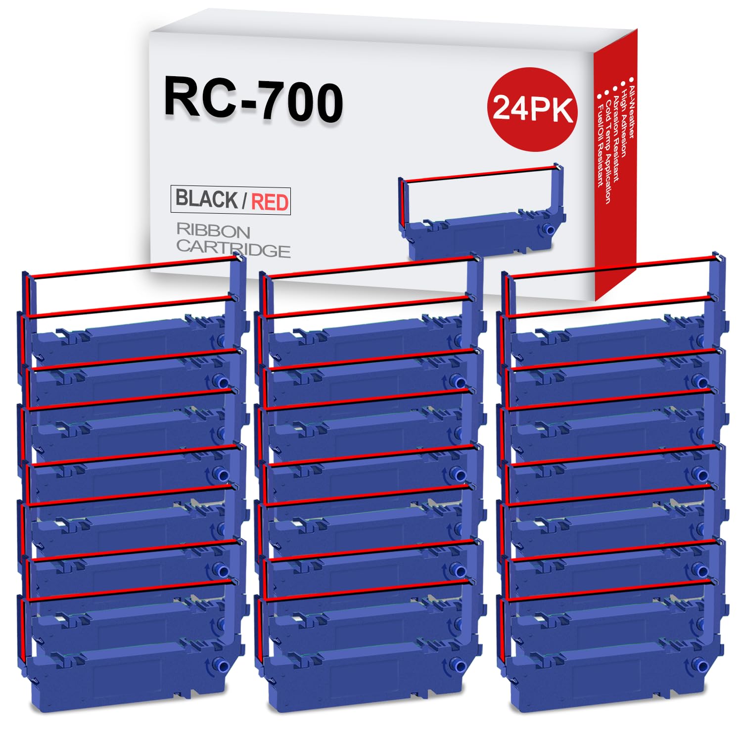 RC700 - Cinta de repuesto negra y roja para impresora de tinta rc700 SP700 SP-700 RC700 RC-700 B/R para Star SP700BR RC700BR SP712 SP712R SP717 SP740 SP742R SP747 (24 unidades)