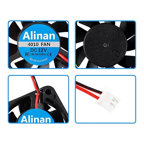 Miniatura 25 de Alinan 6pcs 4010 12V Color LED Mini Brushless Cooling Fan Transparente 40 * 40 * 10MM 0.05A para impresora 3D, PC, Caso, CPU