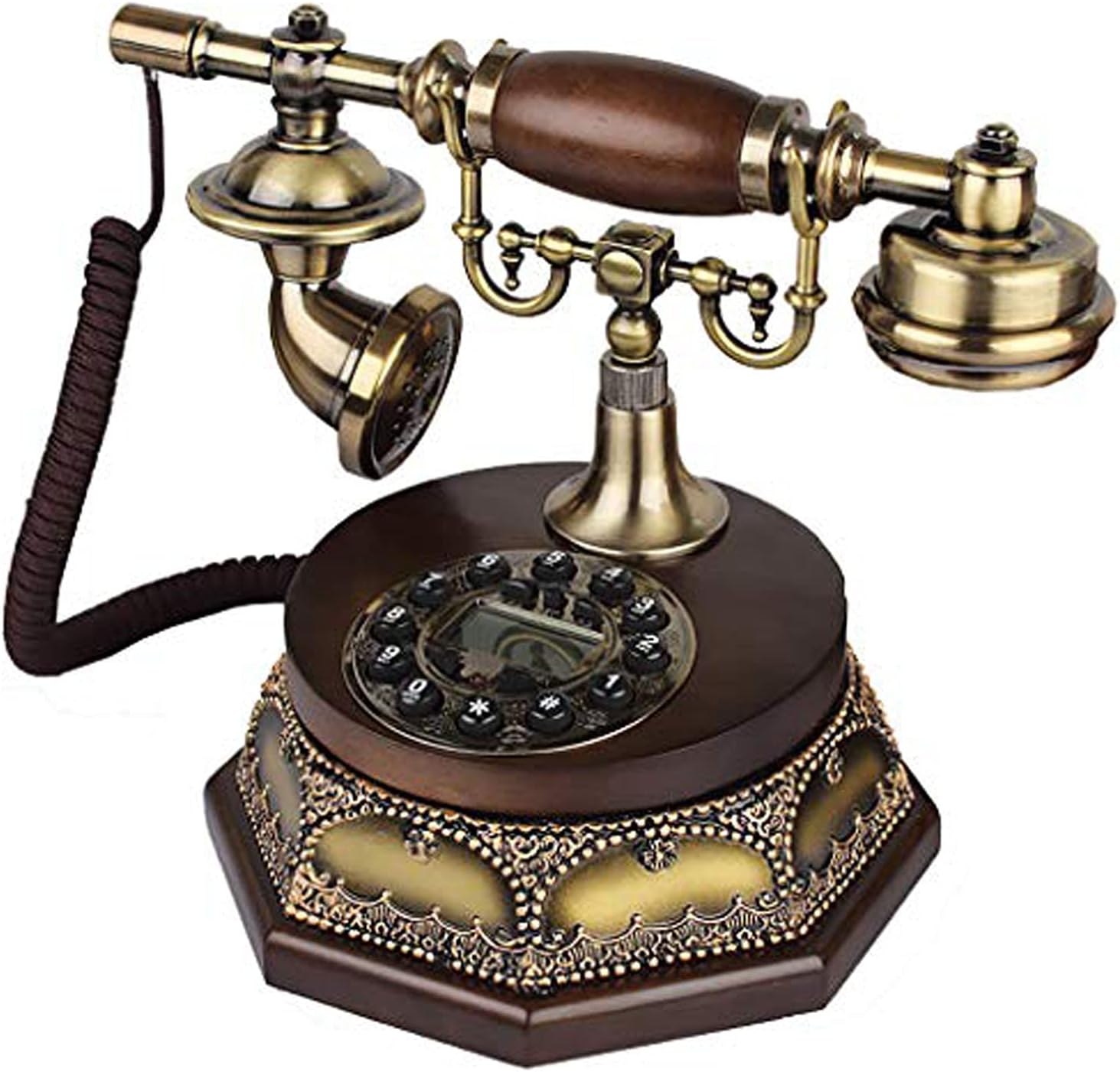 Vintage Antique Style Rotary Dial Button Desk Telephone Phone Home Office Telephone Set