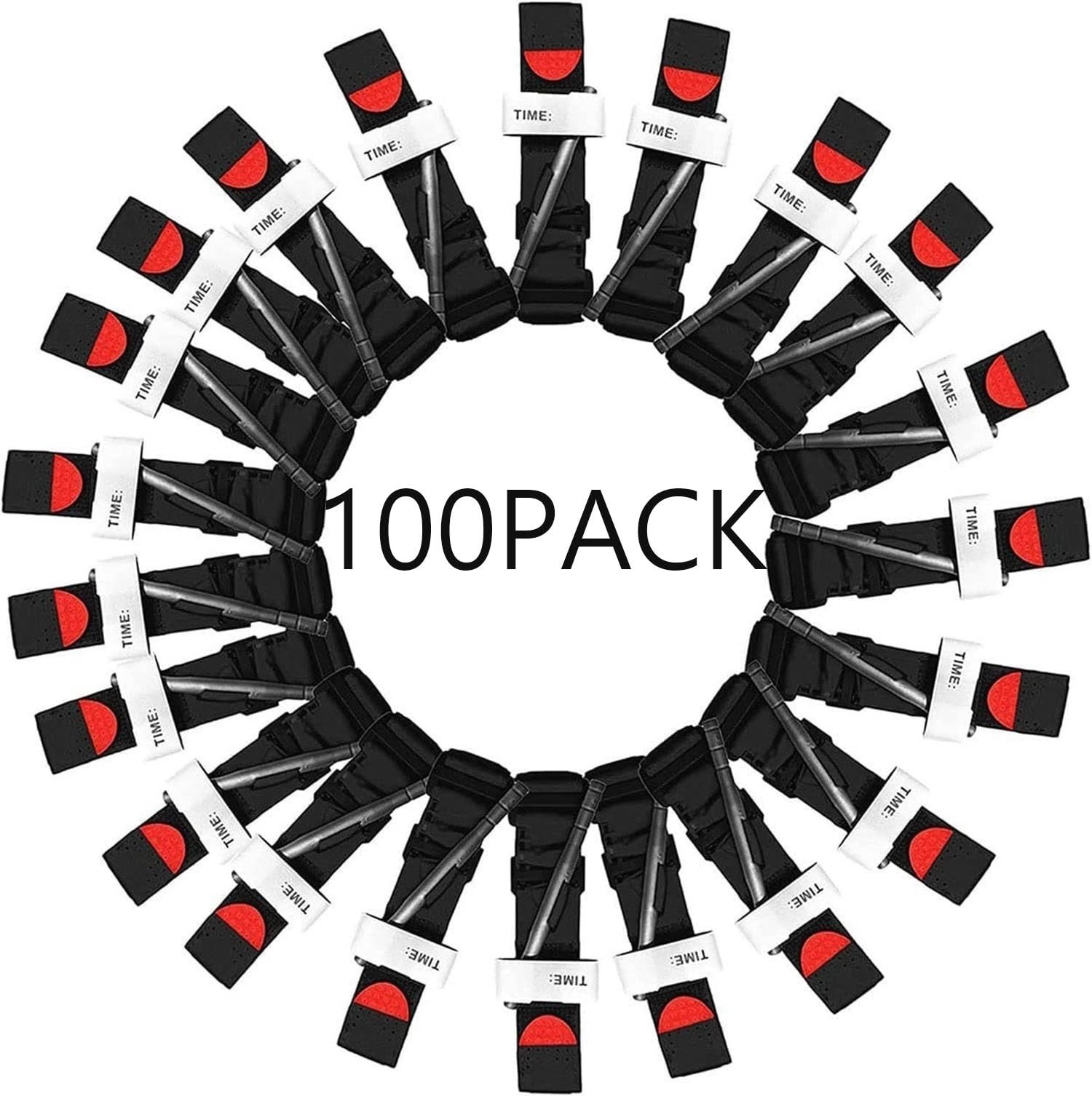 ERNZITourniquets, 10-Pack Single-Handed Spinning Tourniquet, Reinforced Windlass Rod, Combat Medical First Aid Application, Emergency Rescue Rapid Bleeding Control Equipment… (C : 100Pack)