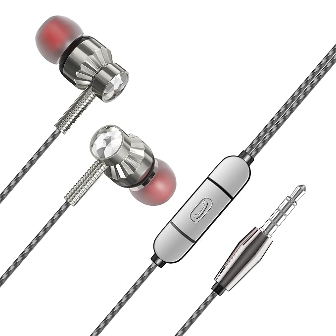 ModishOmbre Extra Bass Earphone with Mic,Ultra Tune 3.5mm Jack Super Bass Light Weight Comfortable Wear HD Voice Stereo for All Android 3.5mm Smartphone,Tab,Laptop,Desktop,Car Stereo