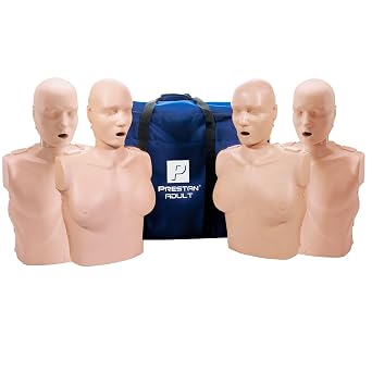 PRESTAN Professional Adult and Female Manikins with CPR Feedback, 4-Pack 2 Adult Manikins, 2 Female Manikins, Medium Tone, Educational Training