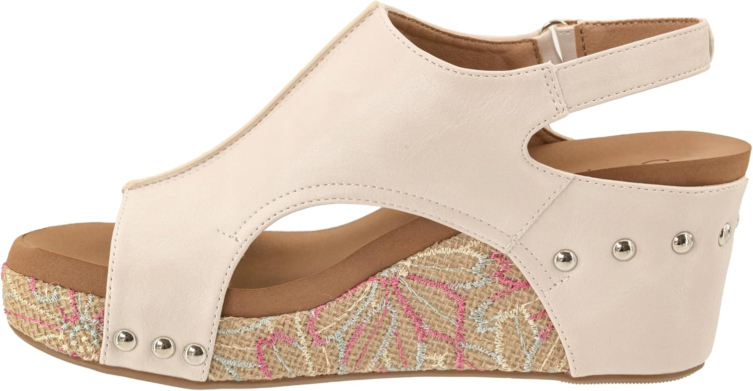 Corkys Footwear Womens Carley Wedges, Featuring Corkys EVA Foam Cushioned Insoles, A 2.5 Inch Heel, Lightweight For All Day Wear, And Hook And Loop Closure