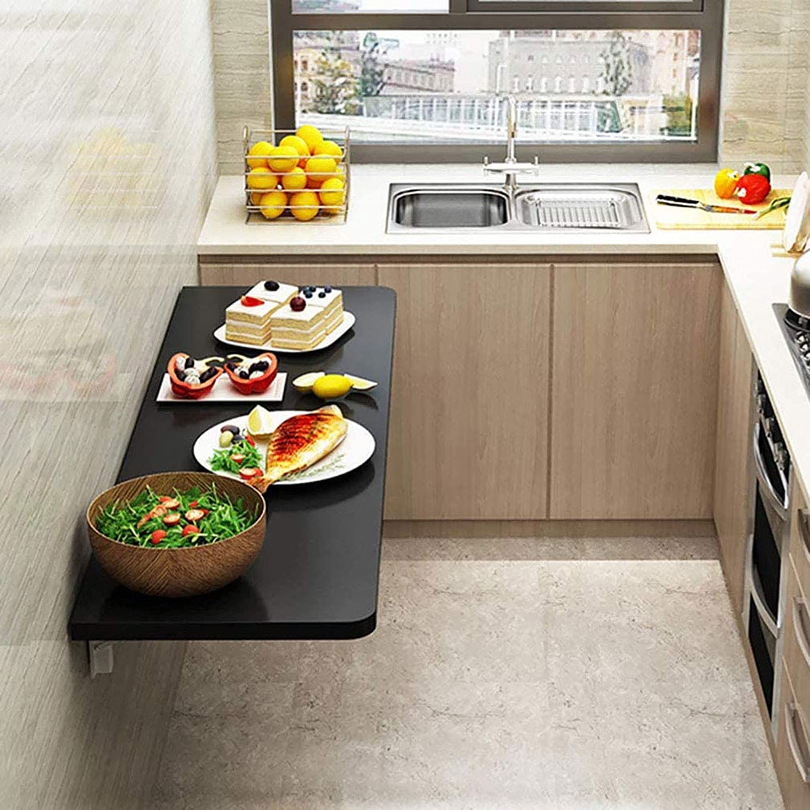 Mesa plegable de madera maciza Cact para pared con acabado artesanal de alta durabilidad
