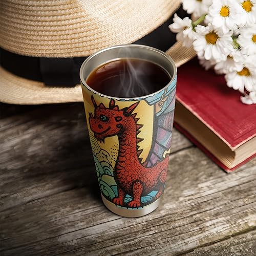 Miniatura 4 de Regalos de dragón de 20 onzas para los amantes del dragón, divertido amante del café del dragón, taza de vaso de dragón, taza de viaje aislada con