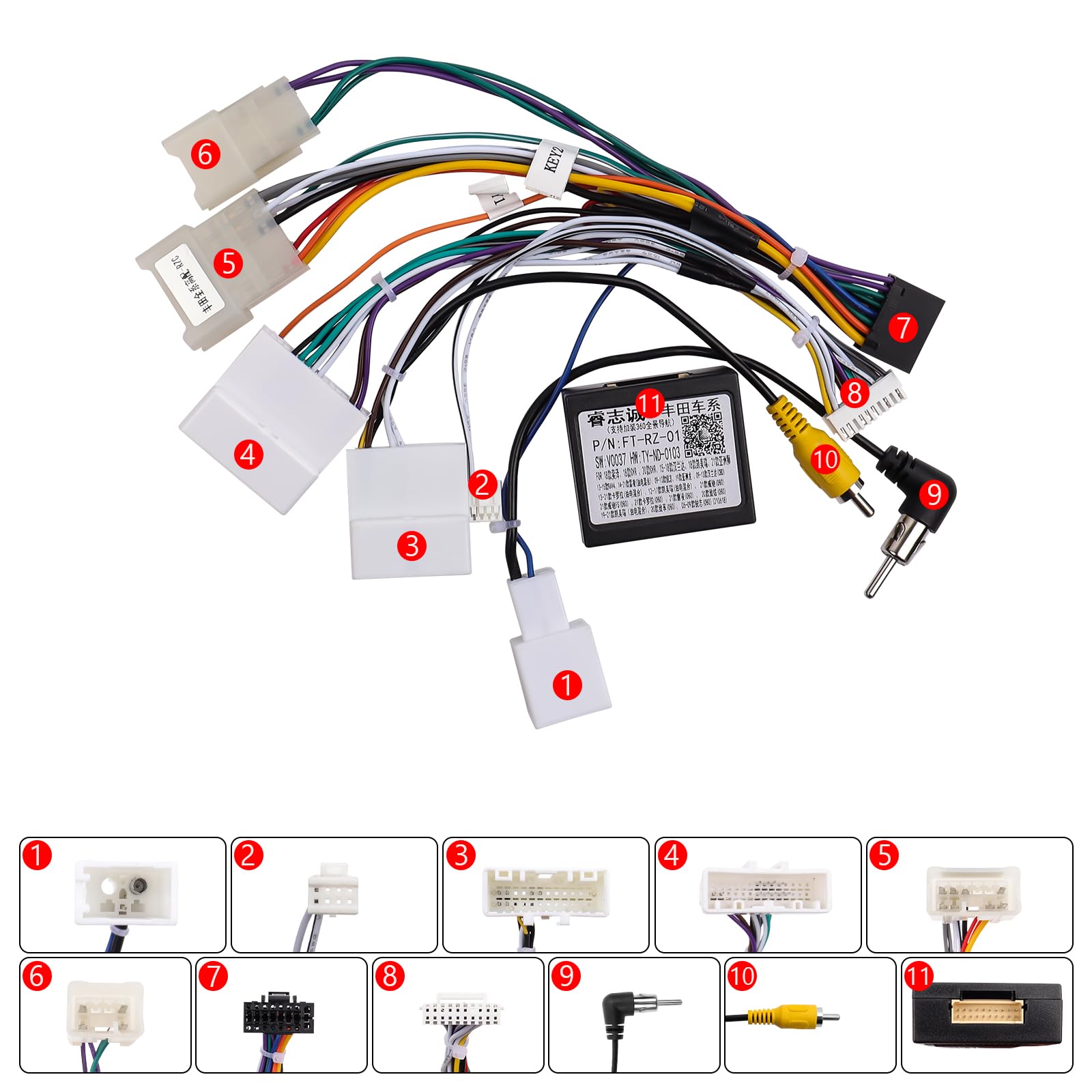 Wire Harness 16PIN Car Radio Wiring Harness For Toyota