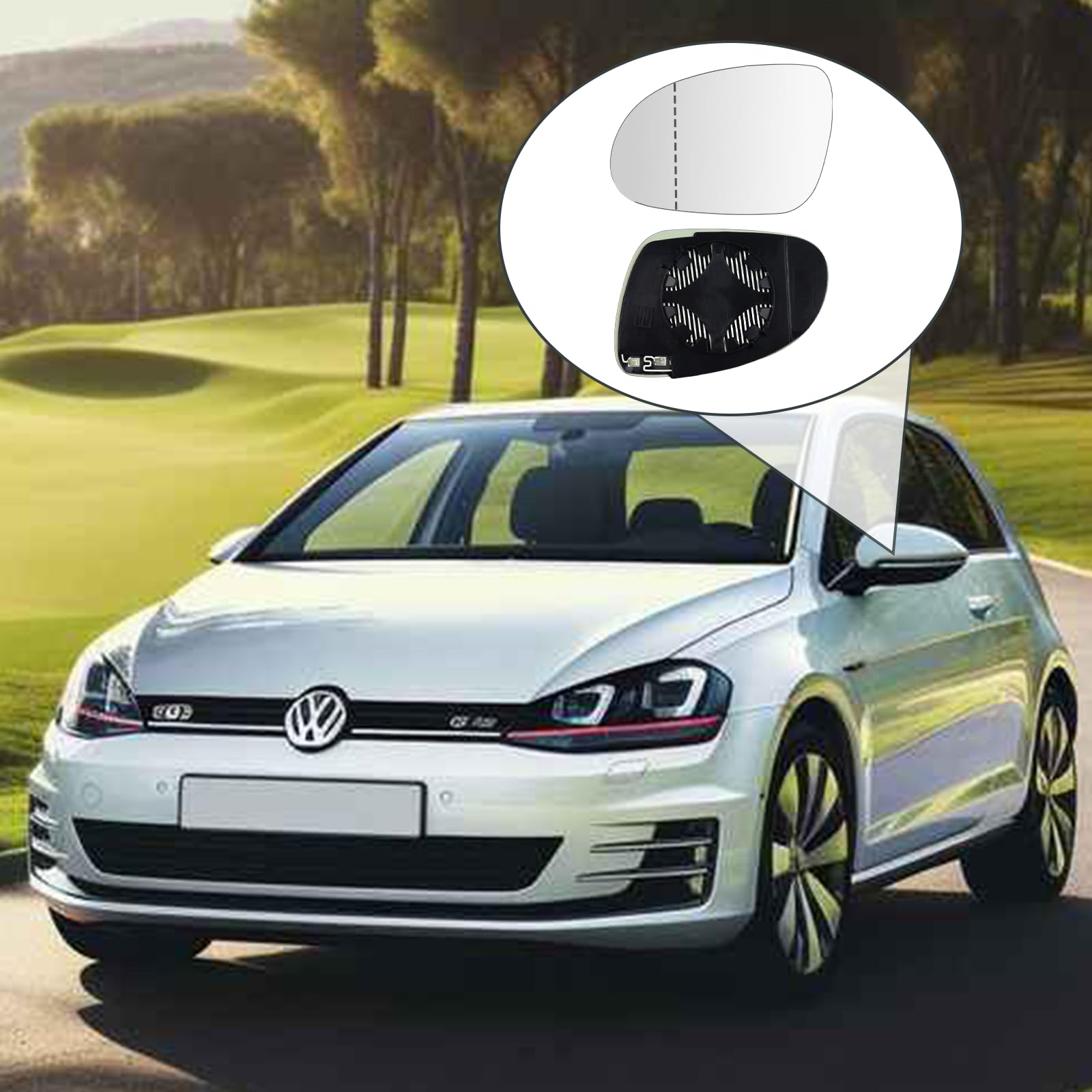 Zapasowe Suysion Wkład Lusterka Lewego Podgrzewany kompatybilny z VW Golf 5 MK5 2003–2008, Jetta 5 2005–2010, Passat B6 2007–2011 – Asferyczne Szkło Lusterka Bocznego Kierowcy z Płytą Montażową