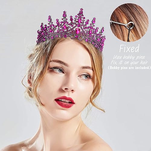 Miniatura 142 de TOBATOBA - Corona dorada para mujer, tiara de boda, corona de reina, corona de cristal, coronas de princesa real para ramos de flores, tocado