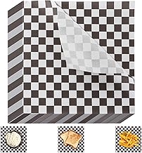 500 Pcs Baking Paper Sheet, 18 x 18 CM Square Greaseproof Papers Black and White, Checkered Food Wrapping Papers, Baking Parchment Papers for Burger, Fish and Chips, Sandwich, BBQ, Picnic
