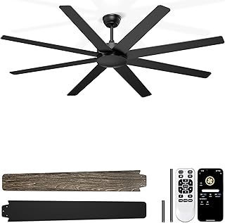 72'' Large Ceiling Fans No Lights, Modern Black Ceiling Fan Remote/APP Control, Quiet DC
