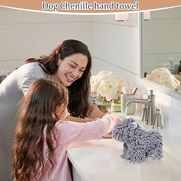 Chenille Hand Towel Dog Shaped Fuzzy Chenille Ball