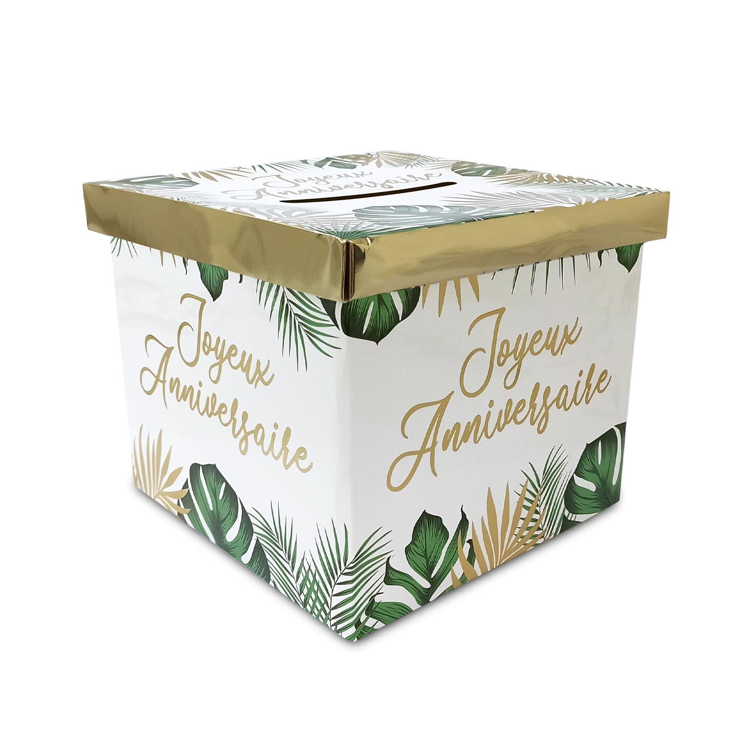 Urne Anniversaire En Carton Kraft - Tirelire Écologique 20x20cm Pour Cadeaux Et Argent