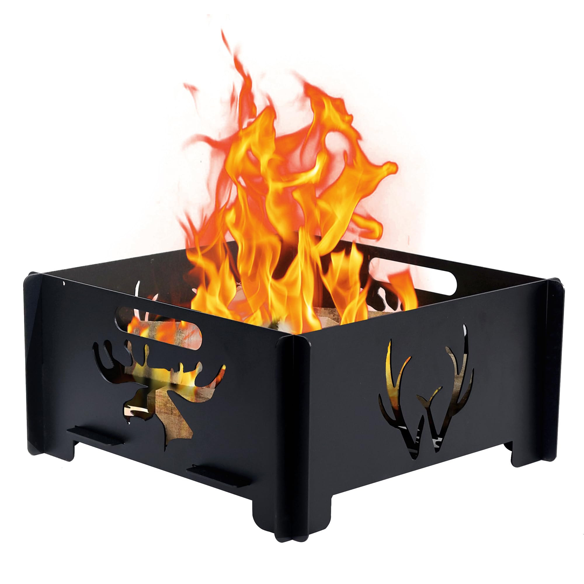 24 inch Portable Square Fire Pit Outdoor Foldable Plug Fire Pit Suitable for Camping, Picnic, Backyard, Garden Bonfires and Outdoor Wood Burning with Storage Bag-image-9