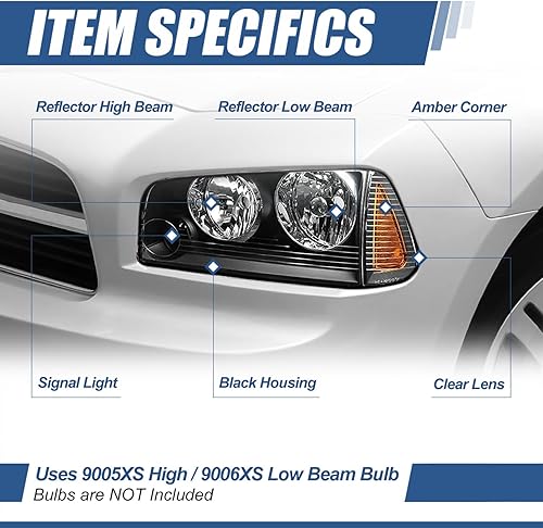 Miniatura 2 de Faros HL-OH-CHA05-4P-VR, carcasa negra reflector ámbar