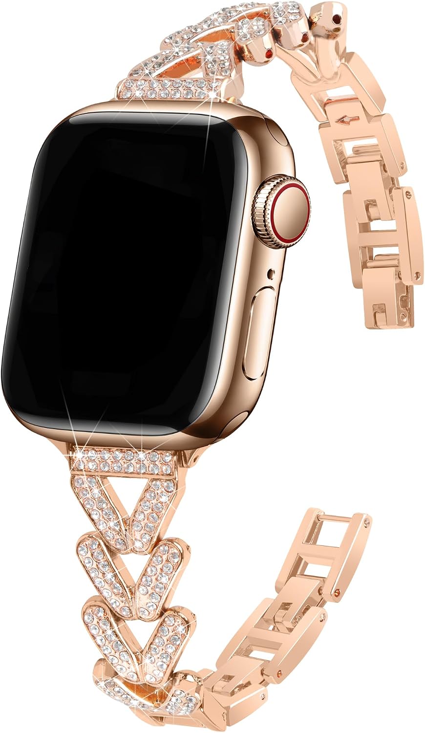 Stainless Steel Band Glitter Compatible with Apple Watch 38mm 40mm 41mm 42mm 44mm 45mm 46mm 49mm, Diamond Metal Replacement Watch Strap Compatible with iWatch Ultra Series SE 11 10 9 8 7 6 5 4 3 2 1