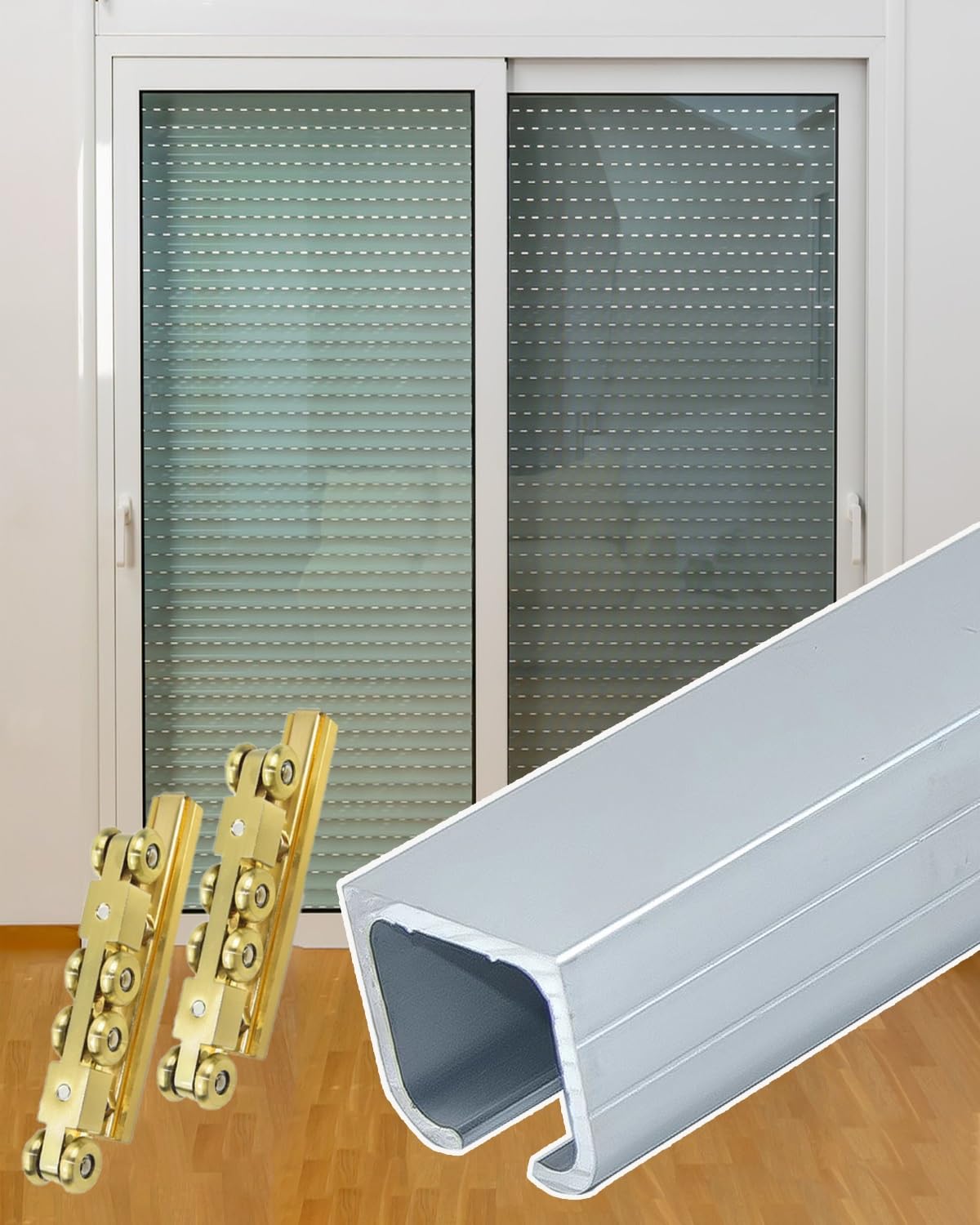 Kit de herrajes para puerta corredera para puertas de garaje de granero, plegables y techos con soporte de riel y ruedas