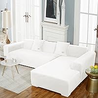 Vista 19 de IMYOGI Fundas de sofá de alta elasticidad en forma de L, 2 fundas de sofá seccionales, una para sofá porción uno para diván, de terciopelo, lavable
