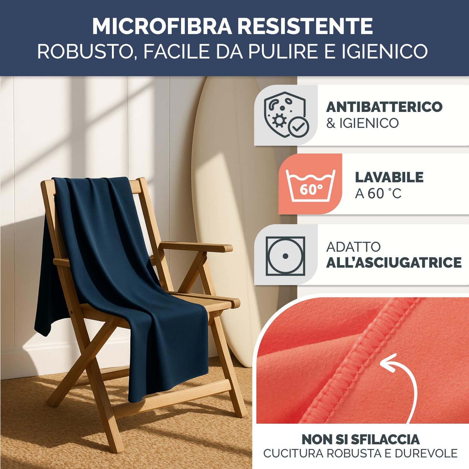 Blumtal asciugamano microfibra 180x90 cm - asciugamano palestra microfibra asciugatura rapida - asciugamano microfibra grande - asciugamano da palestra uomo - blu navy