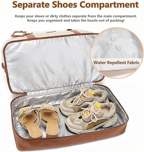 Miniatura 7 de Wogarl Weekender Bags for Women Large Canvas Overnight Bag Travel Duffel Bags Carry on Shoulder Weekend Bag Tote with Shoe Compartment for Travel