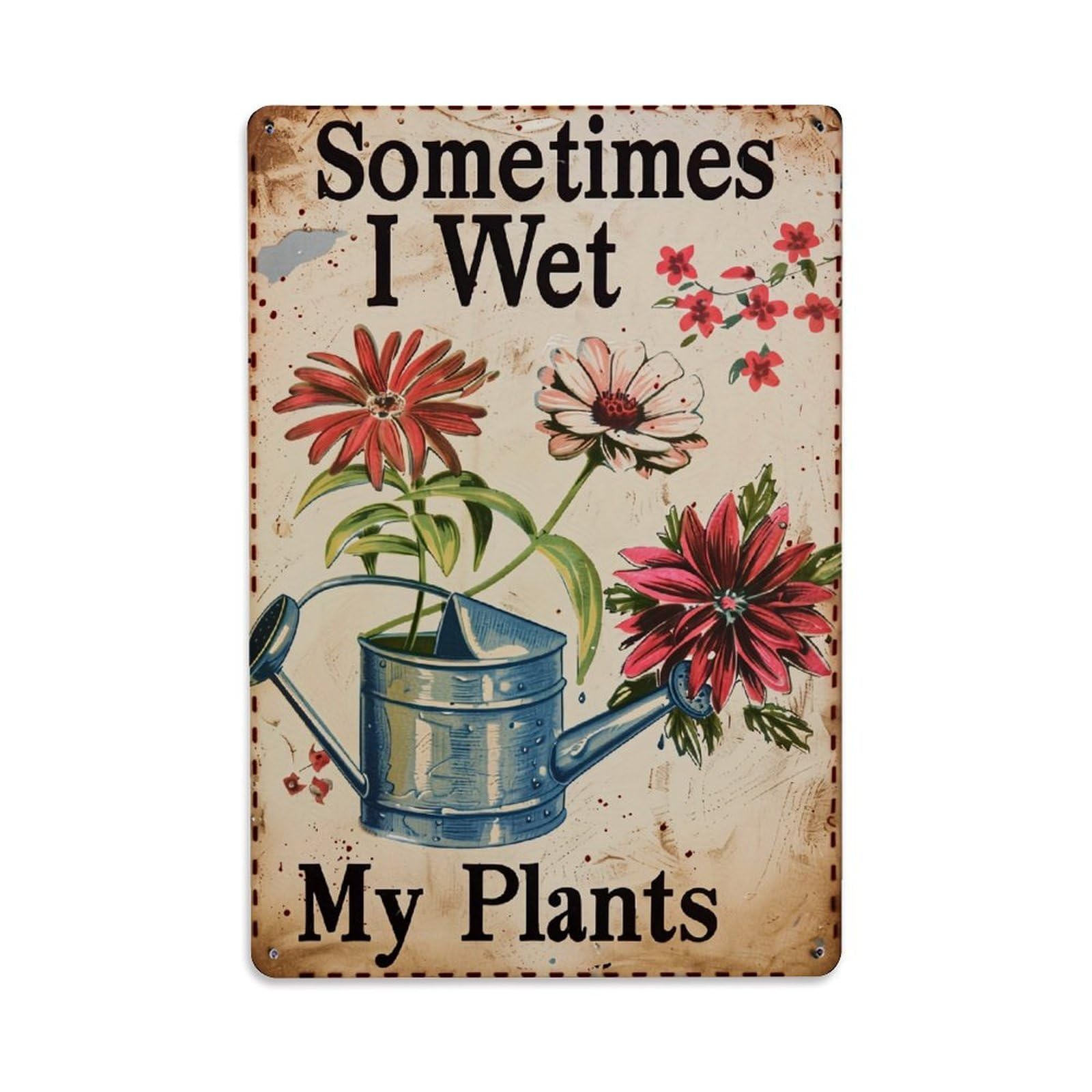 Jdfenggu Vintage Sometimes I Wet My Plants Retro Metal Tin Sign, Metal Poster For Bar, Home, Man Cave, Kitchen, Laundry Room Art Decor 8X12 Inch