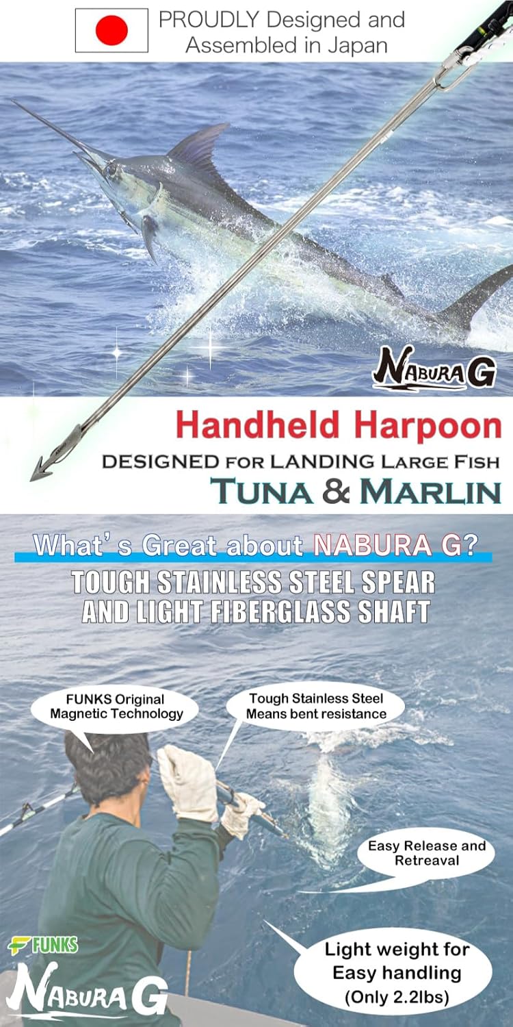 FUNKS NABURA G Harpoon for Fishing Tuna Marlin Halibut Fishing Spear Harpoon Dart Head Magnet
