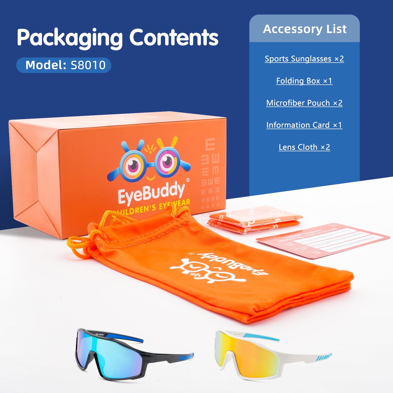 EYEBUDDY Sonnenbrillen für Kinder, Jugend, Baseball, Sonnenbrille, Jungen, Mädchen, Softball, Sport, UV400, Alter 6-12 Jahre