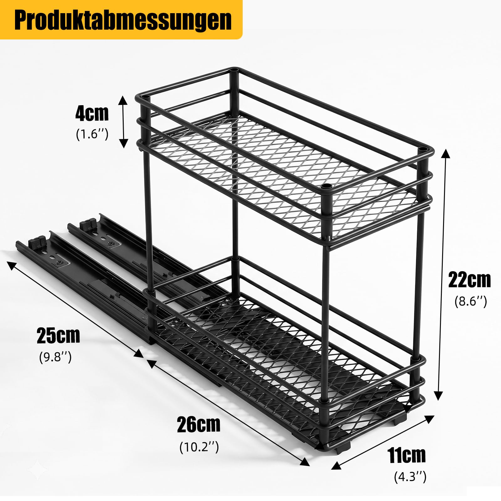 EasyVibe Lot de 2 étagères à épices - Étagère de rangement à 2 étages - Étagère à épices pour cuisine - Étagère à épices - Organiseur avec armoire - Pour bouteilles d'huile - Bocaux de cuisine