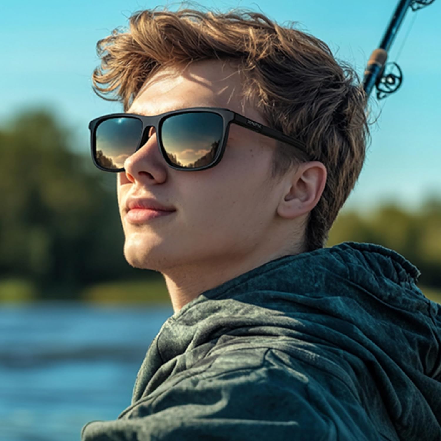 ZENOTTIC Square Polarized Sunglasses for Men - Lightweight TR90 Frame 100% UV Blocking Shades for Driving Fishing Golf Sports