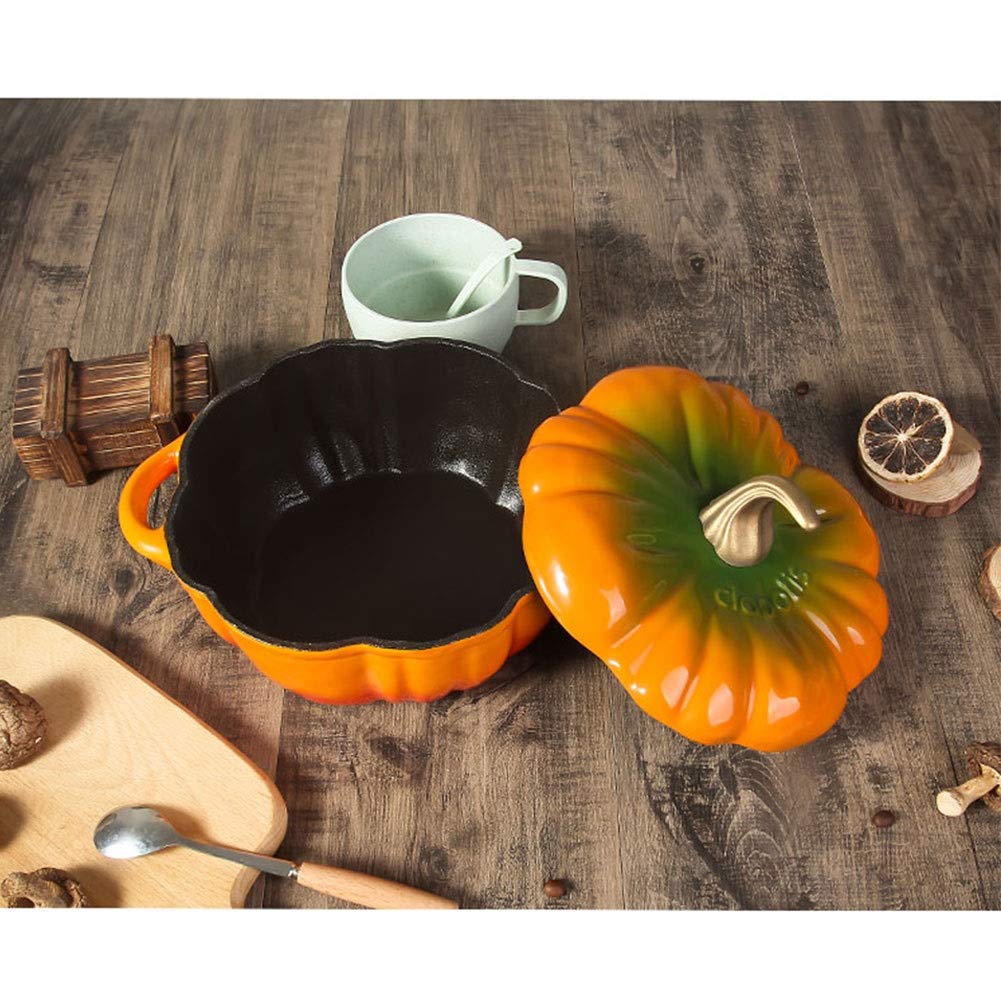 Marmite En Fonte Émaillée Forme Citrouille 16 Cm - Cocotte Antiadhésive Avec Poignées - Compatible Induction, Gaz, Électrique - Violet