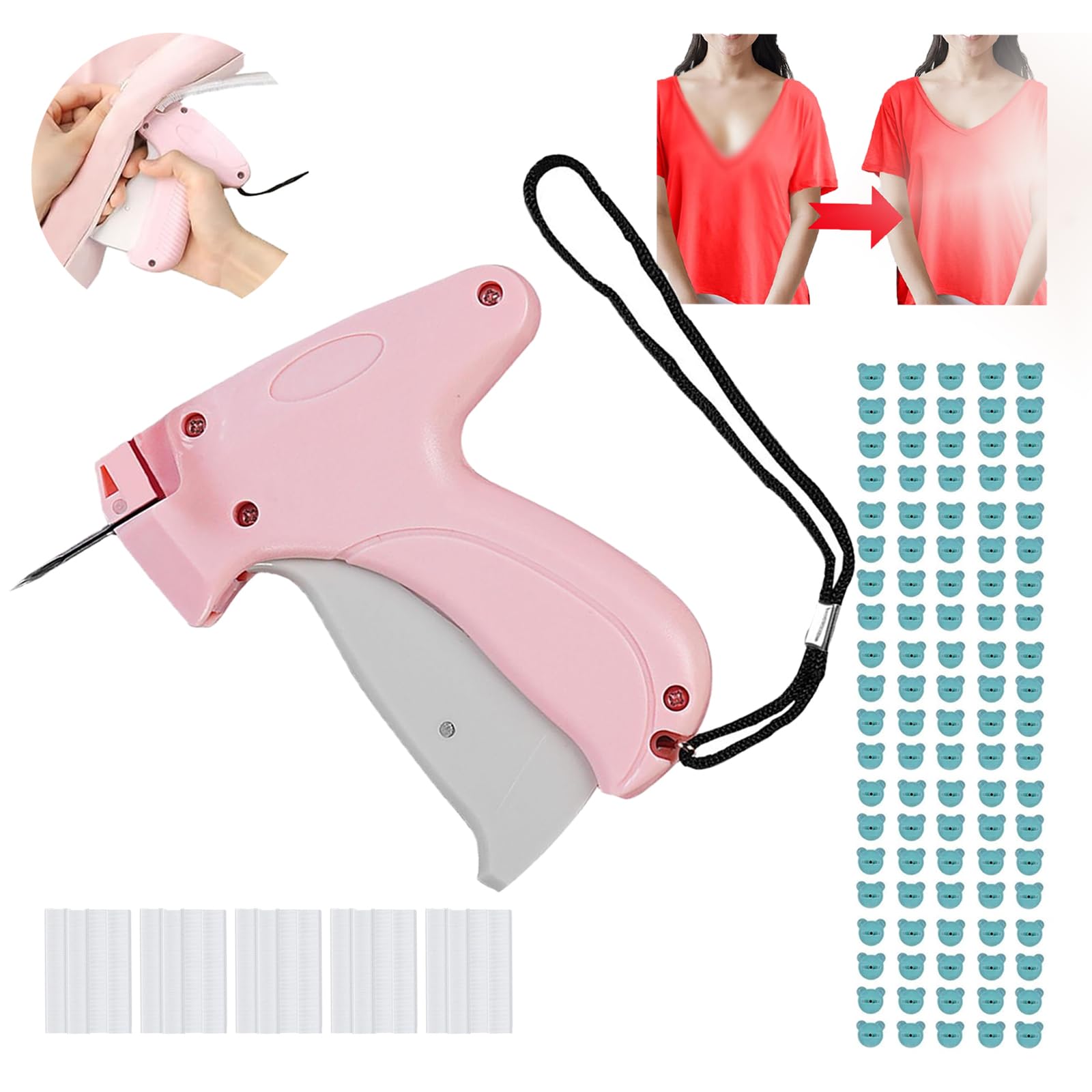 Stitchy Quick Clothing Fixer, Micro Stitch Gun for Clothes, Portability Quick Clothing Fixer, Instant Button Garment Connector with 100 Bear Buckles and 1100 Plastic Needles