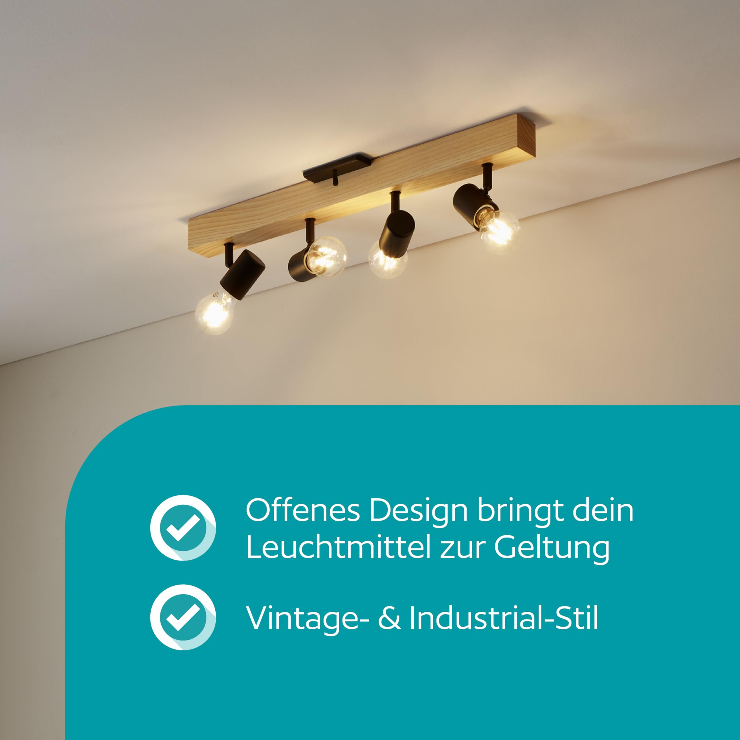 EGLO Deckenlampe Townshend 3 4 flammiger Vintage