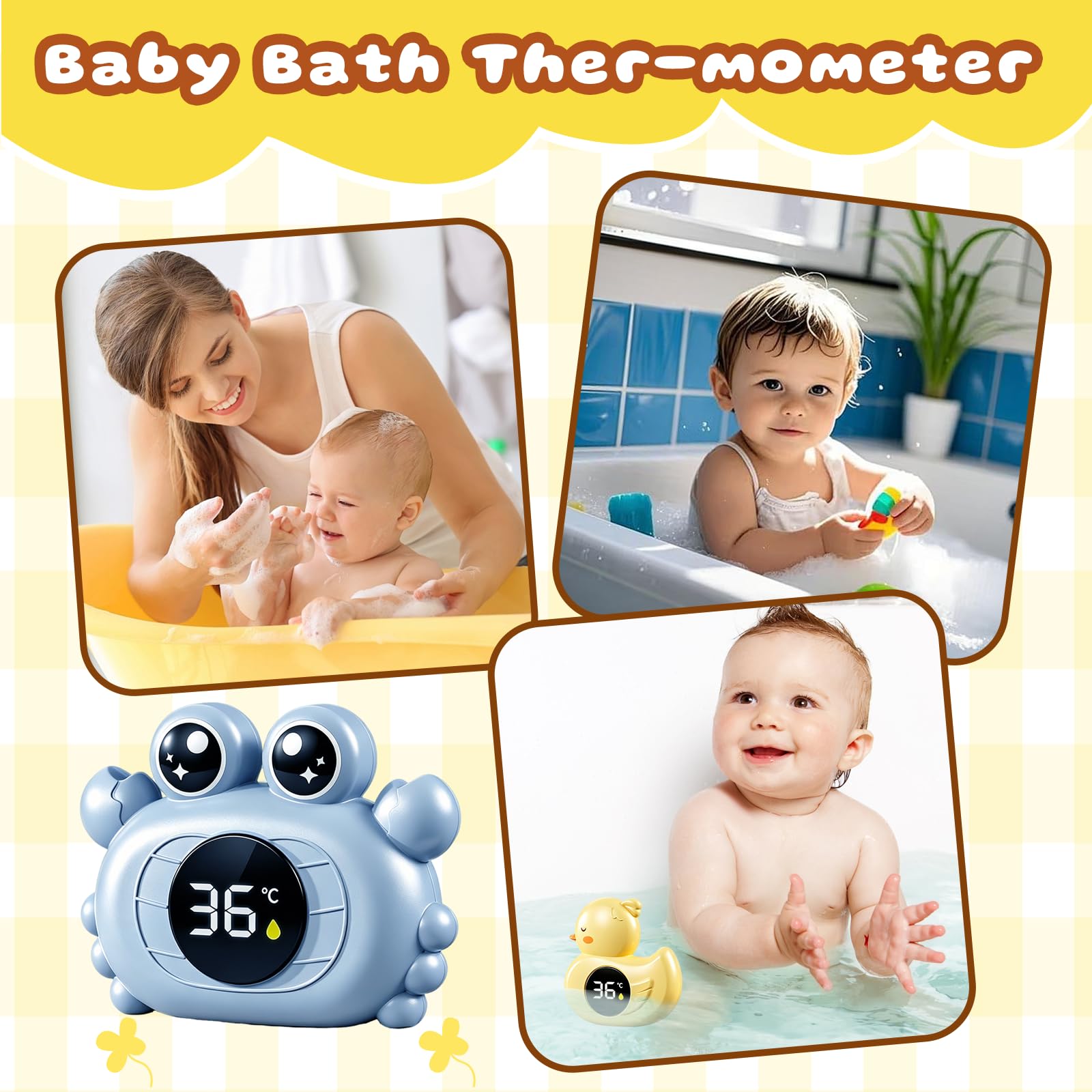 Badethermometer, Digitales Wasserthermometer, Wasserdichtes(Krabbe) | Genaues Temperaturwarnthermometer Schwimmendes Design zum Baden von, Geeignet für Pools